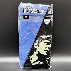 Jockey Nylon Thorobred Brief Style Underwear Blue #1031 USA Sz 30 Vtg 1971 NOS